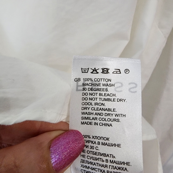 Reiss White Veronica Long Sleeved Classic V-Neck Blouse Size 8 - Picture 14 of 14